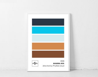 movie posters alternative Mamma Mia! Movie Color Palette Print | CUSTOM Available | Digital Download | Minimalist Movie Print | Pop Culture | Film Poster