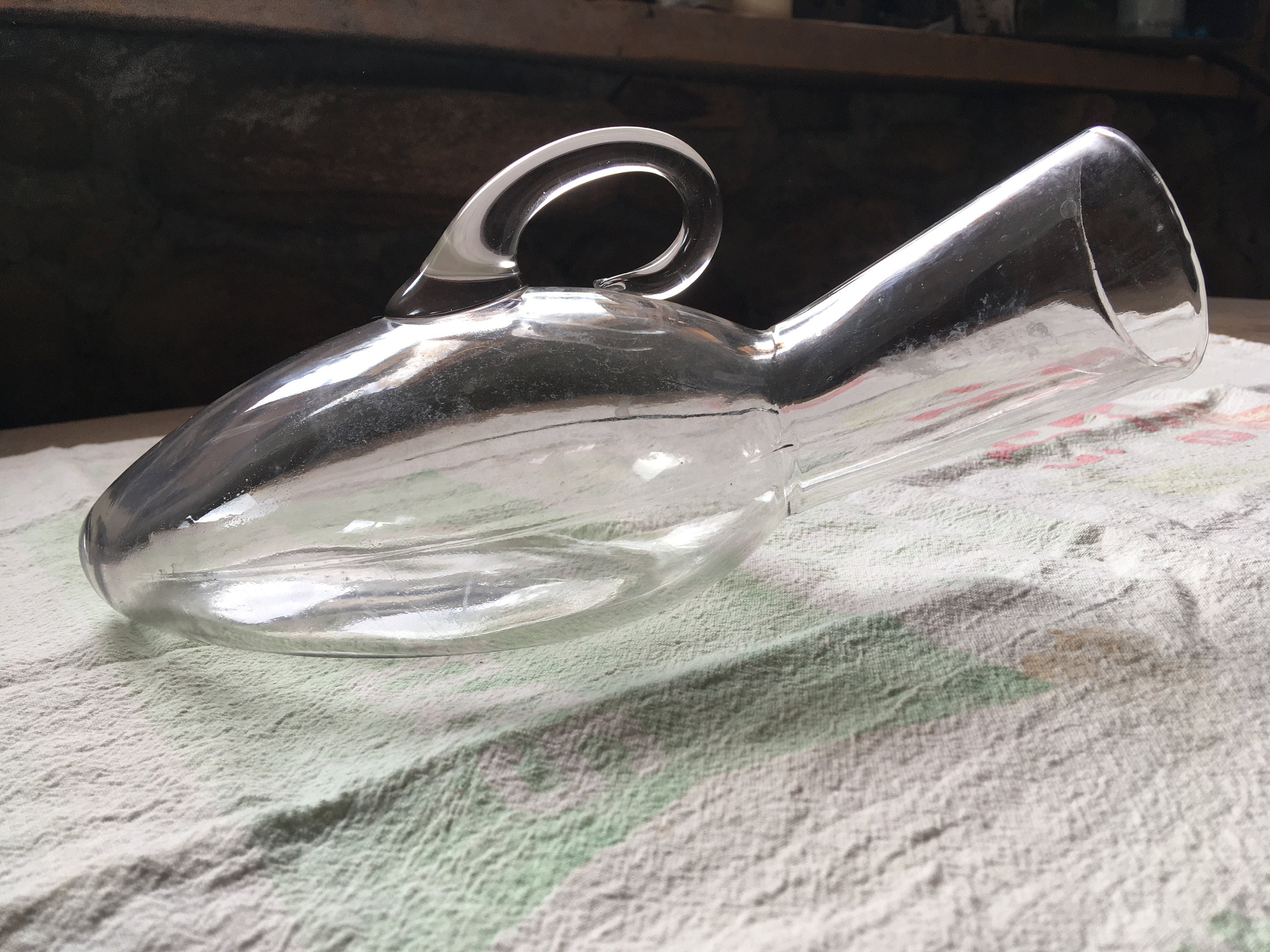 Sculptural antique glass urinal bottle unique vase Etsy