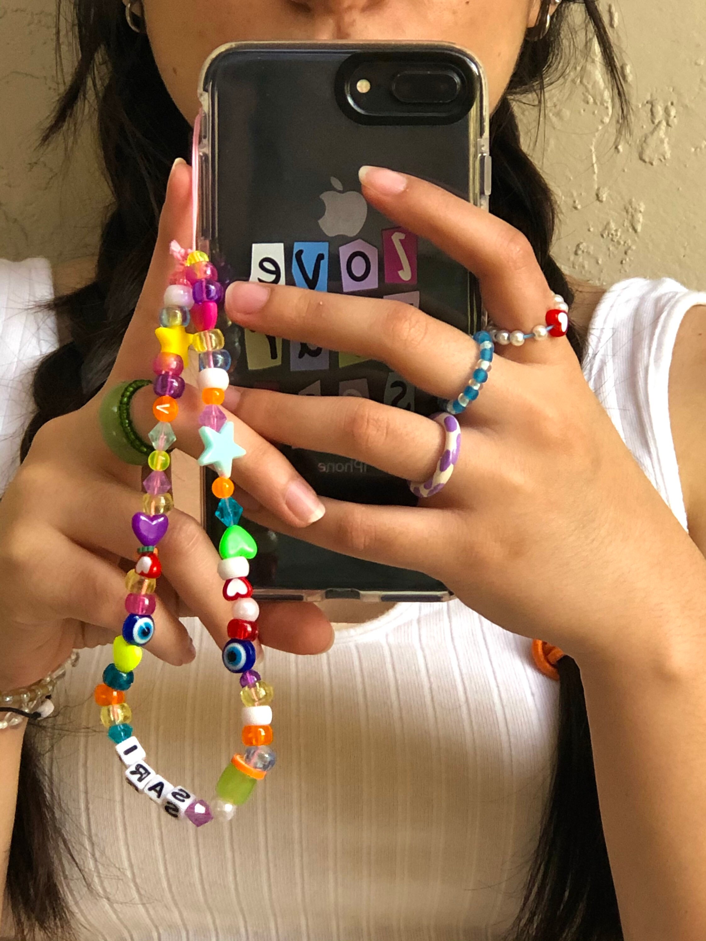 Beaded phone charm Y2k funky beaded phone string lanyard Etsy
