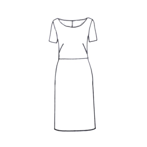 Damenkleid, Modell Nr. pdf, für maßgeschneidertes Damenkleid, geformte Linie, kurze Ärmel, einfach zu nähen, Nähhobby, zum Selbermachen, Erstellen