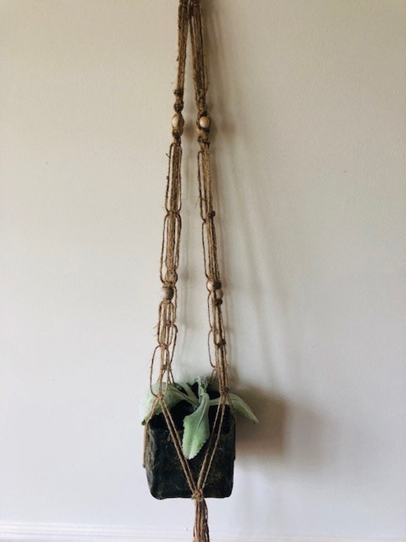 Jute Macrame Plant Hanger With Wooden Beads Etsy