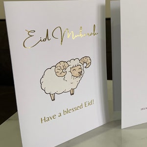 Eid Mubarak Greeting Cards | Pack of 5 or 10 | Islamic Cards | Muslim Cards | Eid Mubarak Cards - Hot Foiled | Foiling | Gifts | Sheep