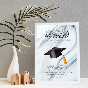 Foiled Graduation print | marble background | Graduation | class of 2021 | personalised print | male students | congratulations | islam