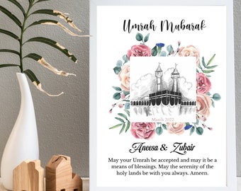 Umrah foiled print | Umrah Mubarak | Hajj | umrah gift | umrah frame | umrah card | umrah gifts | personalised | islamic | islam | Quran