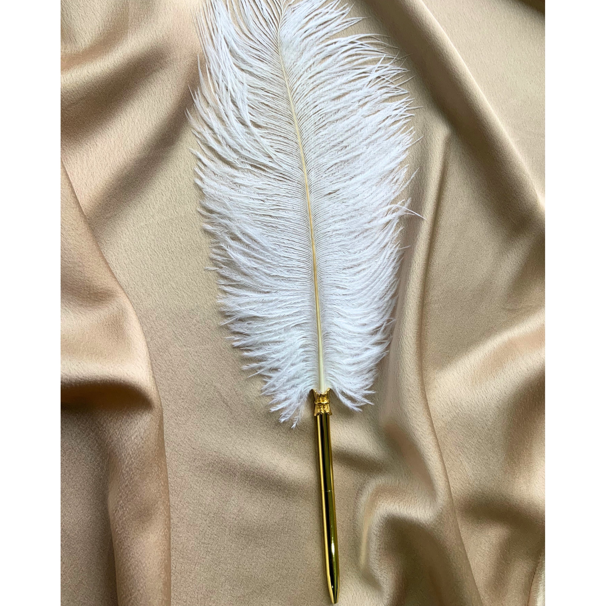 Buy Quill Pen White Ostrich Feather Signing Pen Wedding Reception Guest - View #5