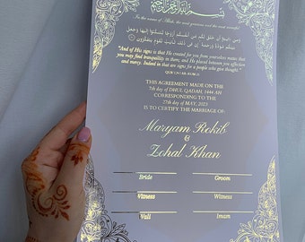 Nikkah certificate Gold foiled | luxury nikkah contract | gold wedding certificate | Nikkah Zertifikat | Nikah Nama | gold foil | wedding