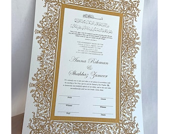 Nikkah Nama certificate | hammered card | premium certificate | nikkah contract | nikkah certificate | nikah | islamic wedding | islamic