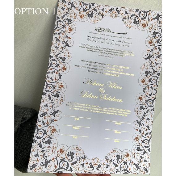 Foiled wedding certificate | nikah certificate | nikkah Nama | wedding stationary | wedding decor | asian wedding | feather pens
