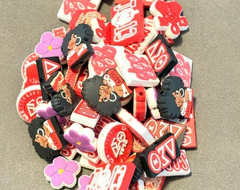 Delta Sigma Theta Silicone Focal Beads, Sorority DST 1913 Jewelry Making Supplies