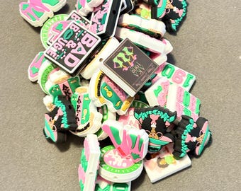 Alpha Kappa Alpha Silicone Focal Beads, AKA Sorority DIY Jewelry Supplies