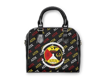 Lambda Pi Chi - Buchstabenmuster & Wappen Umhängetasche