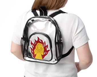 Lambda Pi Chi - Flammendes Handherz Rucksack - Klarer Stadion Rucksack, Durchsichtige PVC Schultasche