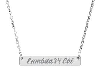 Lambda Pi Chi - Bar Halskette | Silber Anhänger mit Gravur