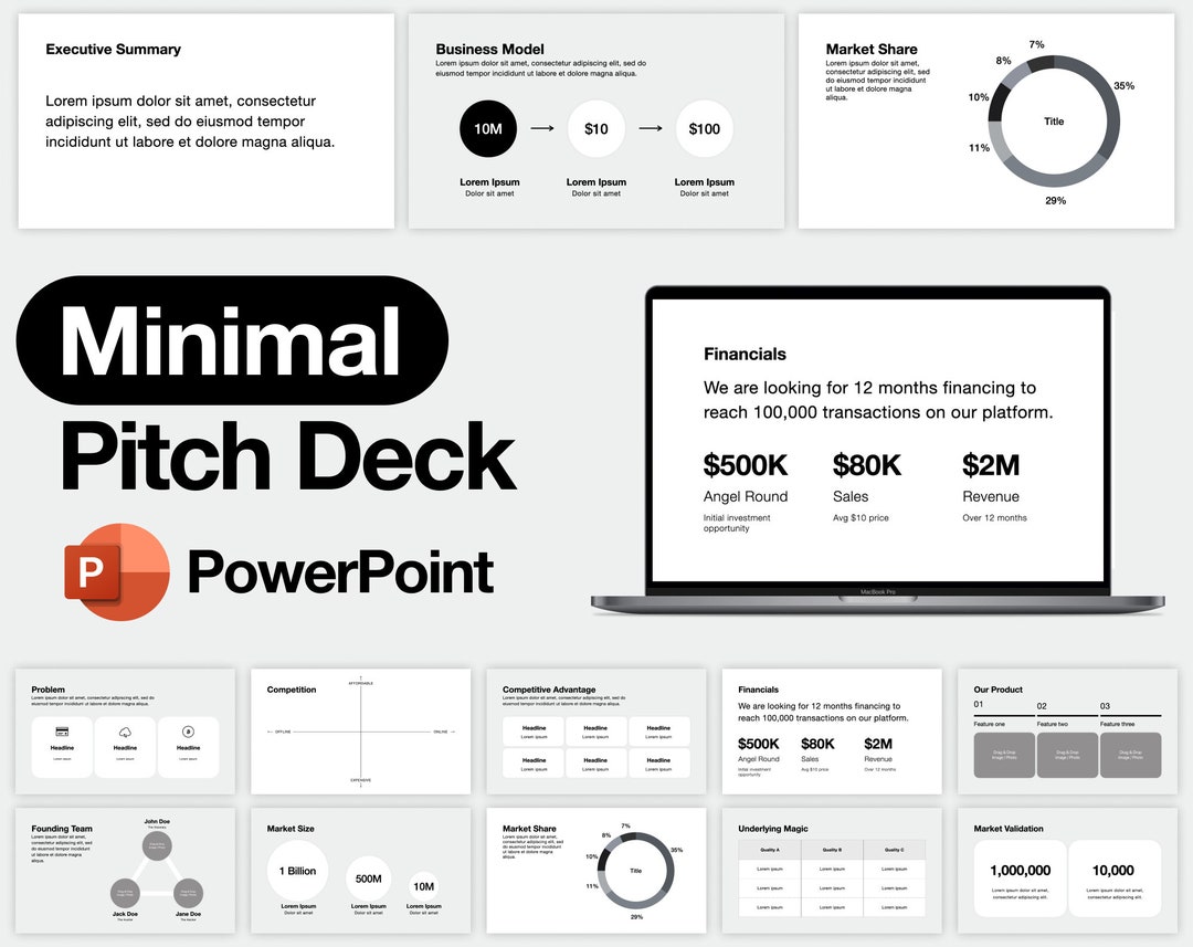 Powerpoint Pitch Deck Template | Minimal & Simple Presentation Design ...