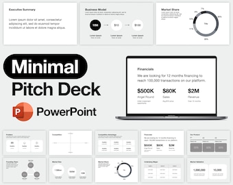 | de modèle PowerPoint Pitch Deck Conception de présentation minimale et simple