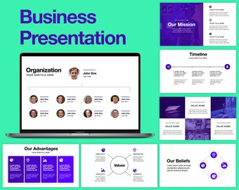 Business Presentation PowerPoint Template | Pitch Deck, Marketing Plan, Business Strategy | Fillable, Editable | Bold Minimal Modern Design