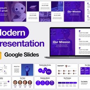 Modern Google Slides Presentation Pitch Deck Template | Marketing Plan, Business Strategy | Fillable, Editable | Bold Clean Minimal Design