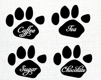 SVG PNG Craft Files, Cat Footprint Kitchen Label Silhouette Cricut Design, Layered Vector Clipart  Instant Digital Download Crafting File