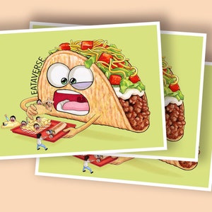 Impresión artística del martes de Señor Taco (alternativa) // Arte mural ilustrado, personaje original, comida ilustrada, taco, burrito