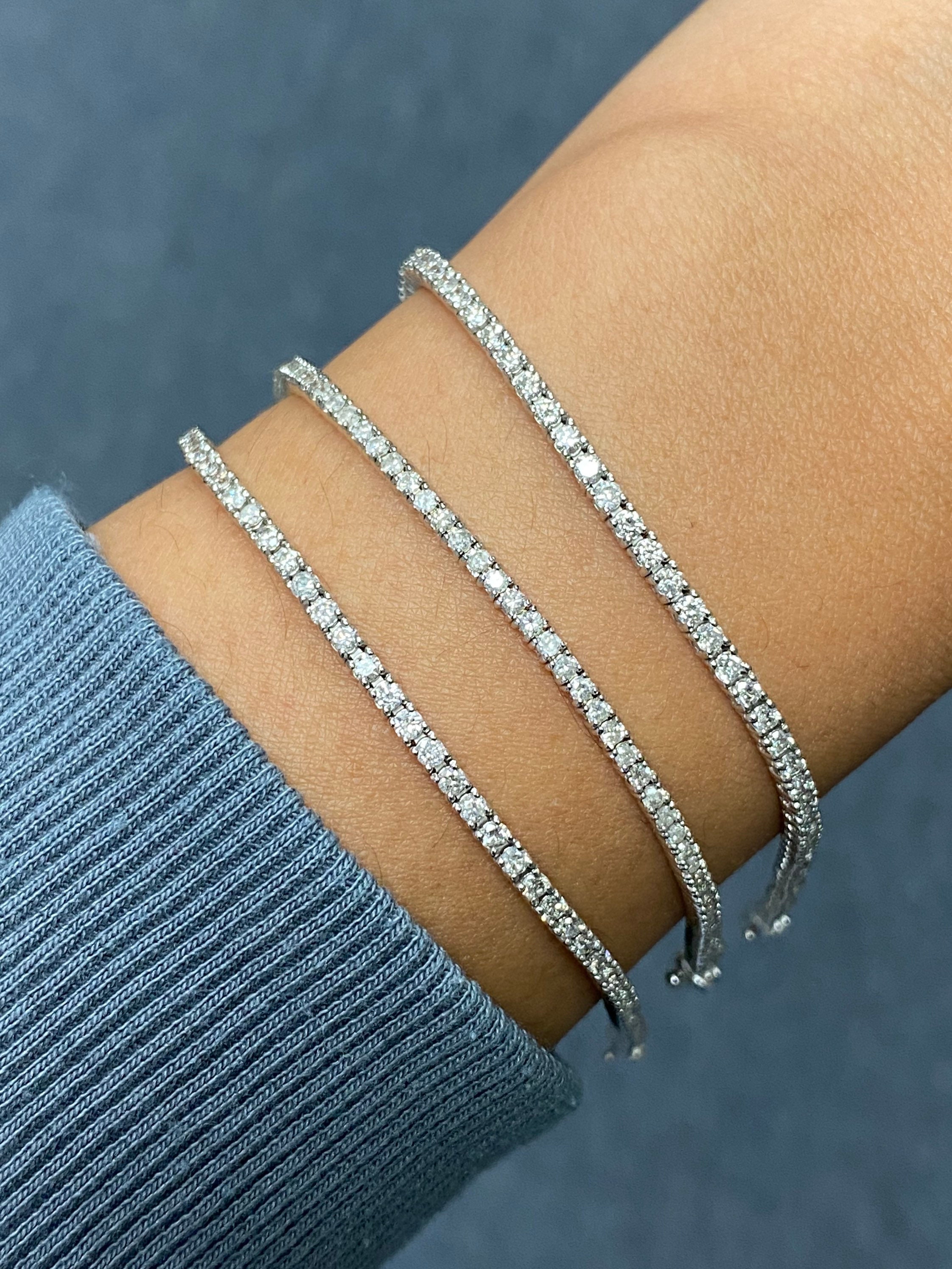 5 cts テニス天然ダイヤモンド ブレスレット 14 k ゴールド - Etsy 日本
