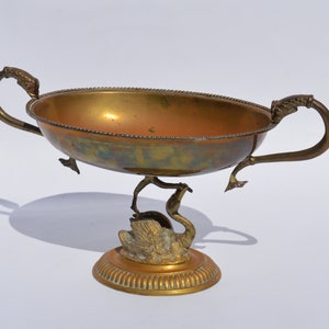 Antique Brass Carved Compote Vase