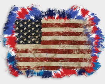 Tie-Dye USA Flag PNG: 4th of July Background Splash (Digital Download)