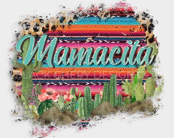 Mamacita Serape Kaktus PNG - Leopardenmuster (Digitaler Download)