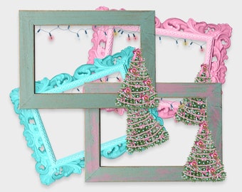 Shabby Chic Christmas Frames: Vintage Tree PNG Graphics (Digital Download