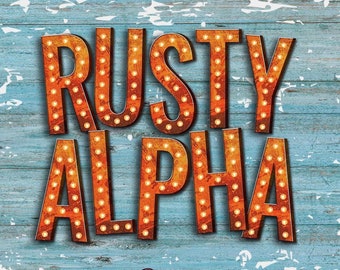 Rusty Marquee Letters PNG: Western Alphabet Clipart (Digital Download)