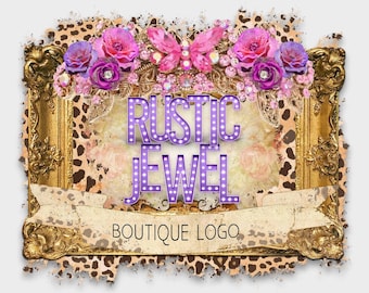 Logotipo de boutique floral Rustic Jewel (descarga instantánea en formato PNG)