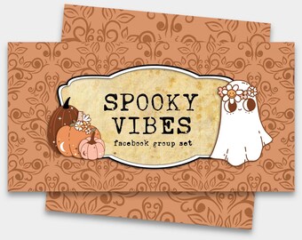 Retro Halloween Facebook Group Set: Groovy Fall FB Cover & Profile Pic (Digital Download)