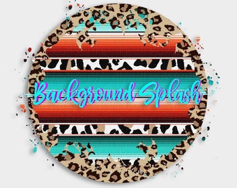 Western Serape Leopard Circle Background (PNG Digital Download)