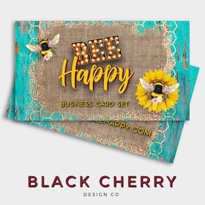 Boutique Business Card Set, Bee Business Cards, Sunflower Business Cards, Rustic Business Cards, Turquoise Biz Cards, Blank Biz Card Designs