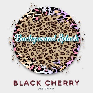 Backsplash PNG com estampa de leopardo neon, fundo de sublimação, clipart de chita boho neon circular, design de backsplash boutique, backsplash PNG com estampa de leopardo neon