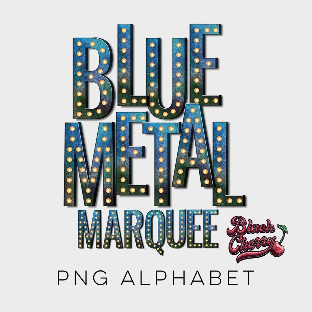 Blue Wayne Lettering Blue Metal Marquee Letters: Western Alphabet Clip Art (PNG Download) - Etsy