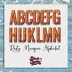 Rusty Marquee Letters PNG: Western Alphabet Clipart (Digital Download)