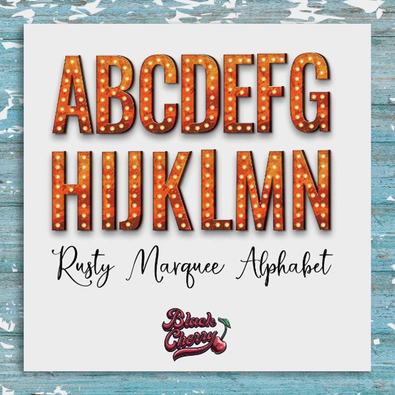 Rusty Marquee Letters PNG: Western Alphabet Clipart (Digital Download)