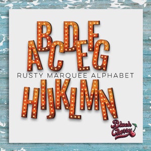 Rusty Marquee Letters PNG: Western Alphabet Clipart (Digital Download)