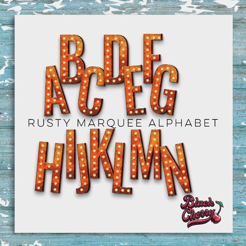 Rusty Marquee Letters PNG: Western Alphabet Clipart (Digital Download)