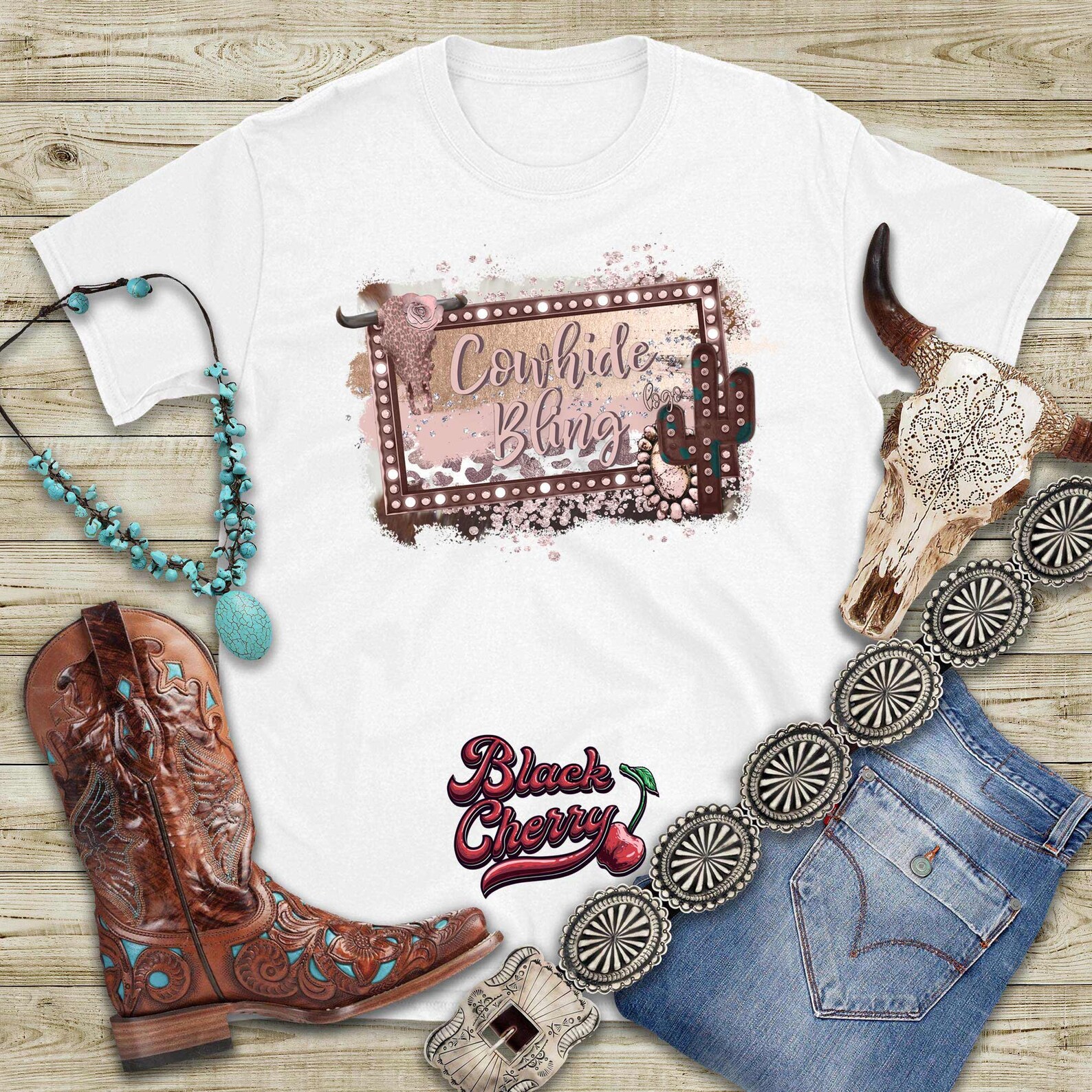 Western Boutique Logo Cowhide Logo Cactus Western Logo Etsy