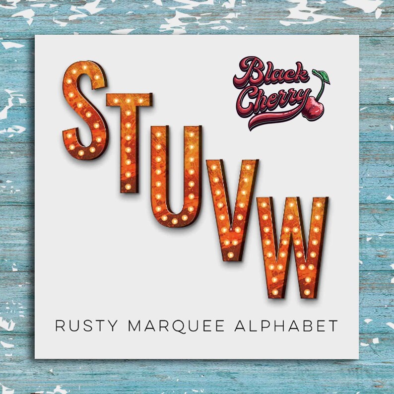 Rusty Marquee Letters PNG: Western Alphabet Clipart (Digital Download)
