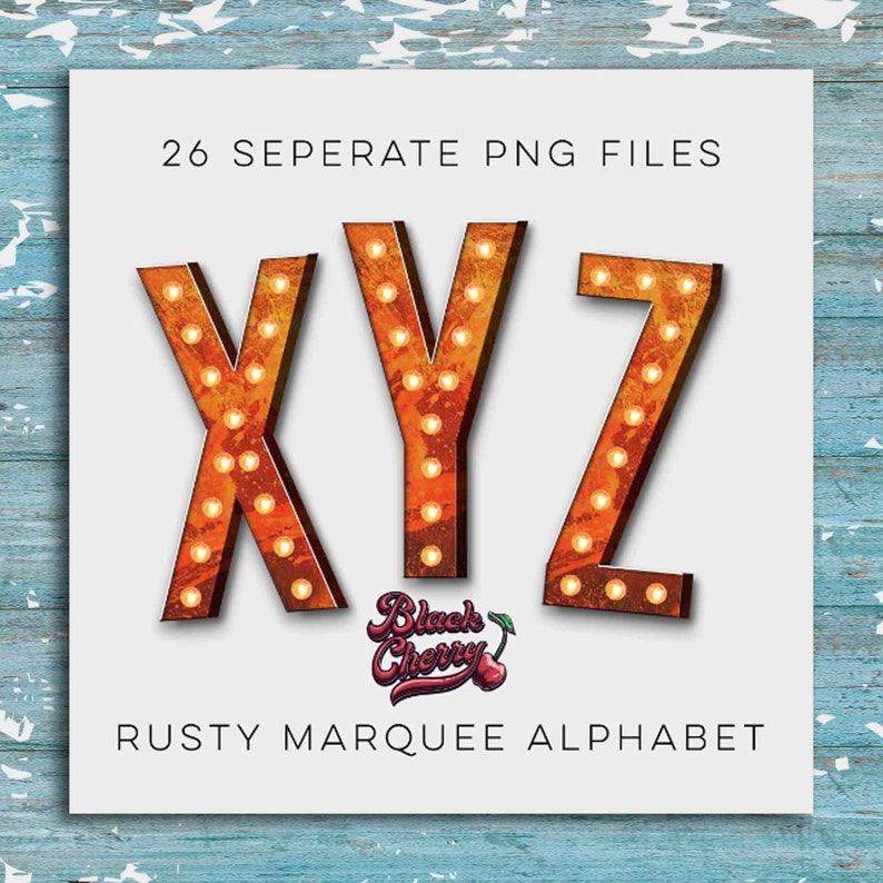 Rusty Marquee Letters PNG: Western Alphabet Clipart (Digital Download)