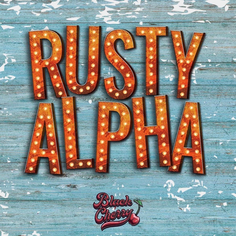 Rusty Marquee Letters PNG: Western Alphabet Clipart (Digital Download)