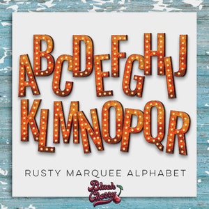 Rusty Marquee Letters PNG: Western Alphabet Clipart (Digital Download)