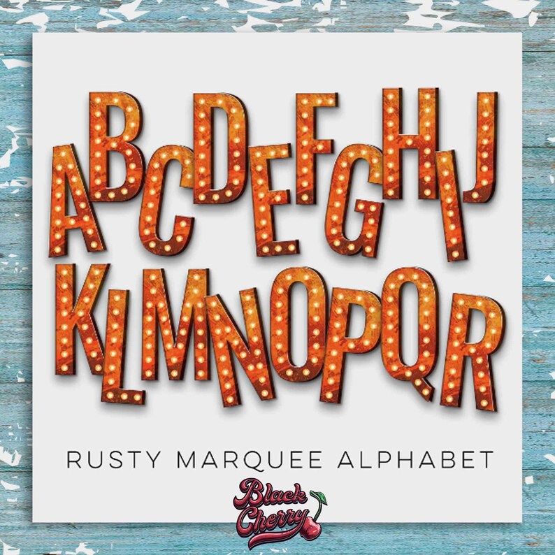 Rusty Marquee Letters PNG: Western Alphabet Clipart (Digital Download)