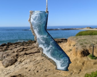 California Ornament, Magnet, Keychain Resin One Of A Kind, Christmas Ornament With Real California Sand And Ocean Waves, Wall Decoration