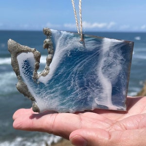 Washington State Ornament, Magnet, Keychain Resin One Of A Kind, State Christmas Ornament With Real Sand And Ocean Waves, Wall Decoration
