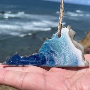 Virginia Ornament, Magnet, Keychain Resin One Of A Kind, State Christmas Ornament With Real Sand And Ocean Waves, Wall Decoration