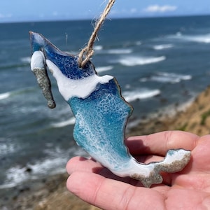 Adorno de México: Arte de olas del océano de resina con arena real
