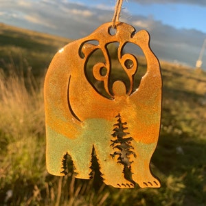 Bear Mountain Wildlife Ornament or Magnet, Resin One Of A Kind, Christmas Ornament